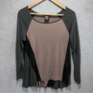 Bobeau Brown And Black Long Sleeve Tee Women M
